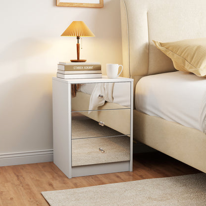 Plasca 3 Drawer Mirror Nightstand