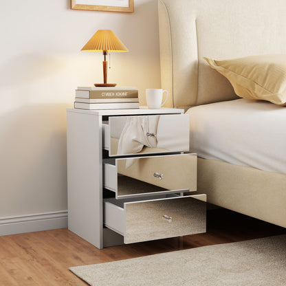 Plasca 3 Drawer Mirror Nightstand
